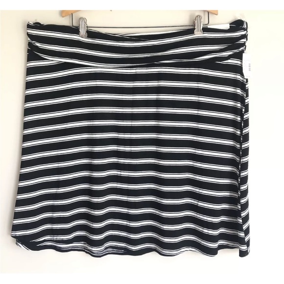 Maurice's Black White Striped Pull On High Waist Pull On Skirt - Picture 1 of 10